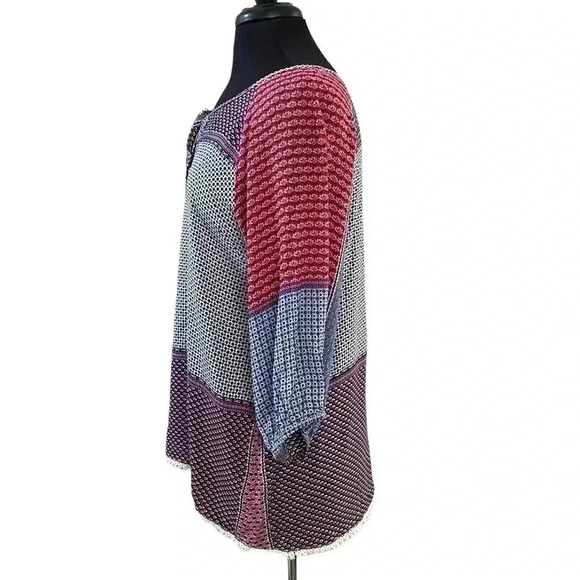 Umgee Boho Multi Design Blouse Size S - Picture 2 of 5